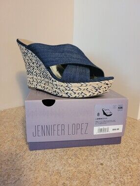 Jennifer Lopez Denim Syrin Wedge Shoes